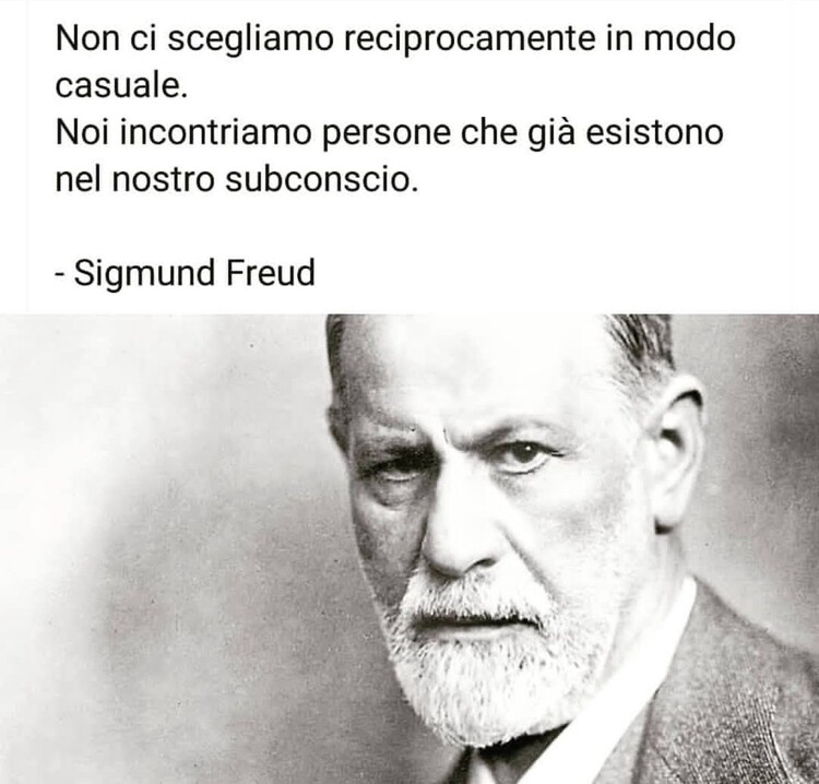 "Non ci scegliamo reciprocamente in modo casuale. Noi conosciamo persone che già esistono nel nostro subconscio." Sigmund Freud