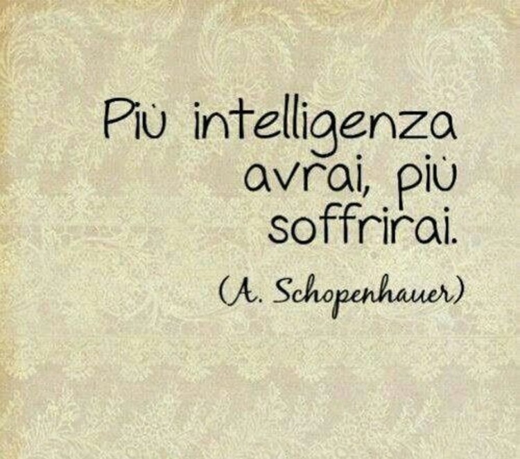 "Più intelligenza avrai, più soffrirai." - A. Schopenhauer