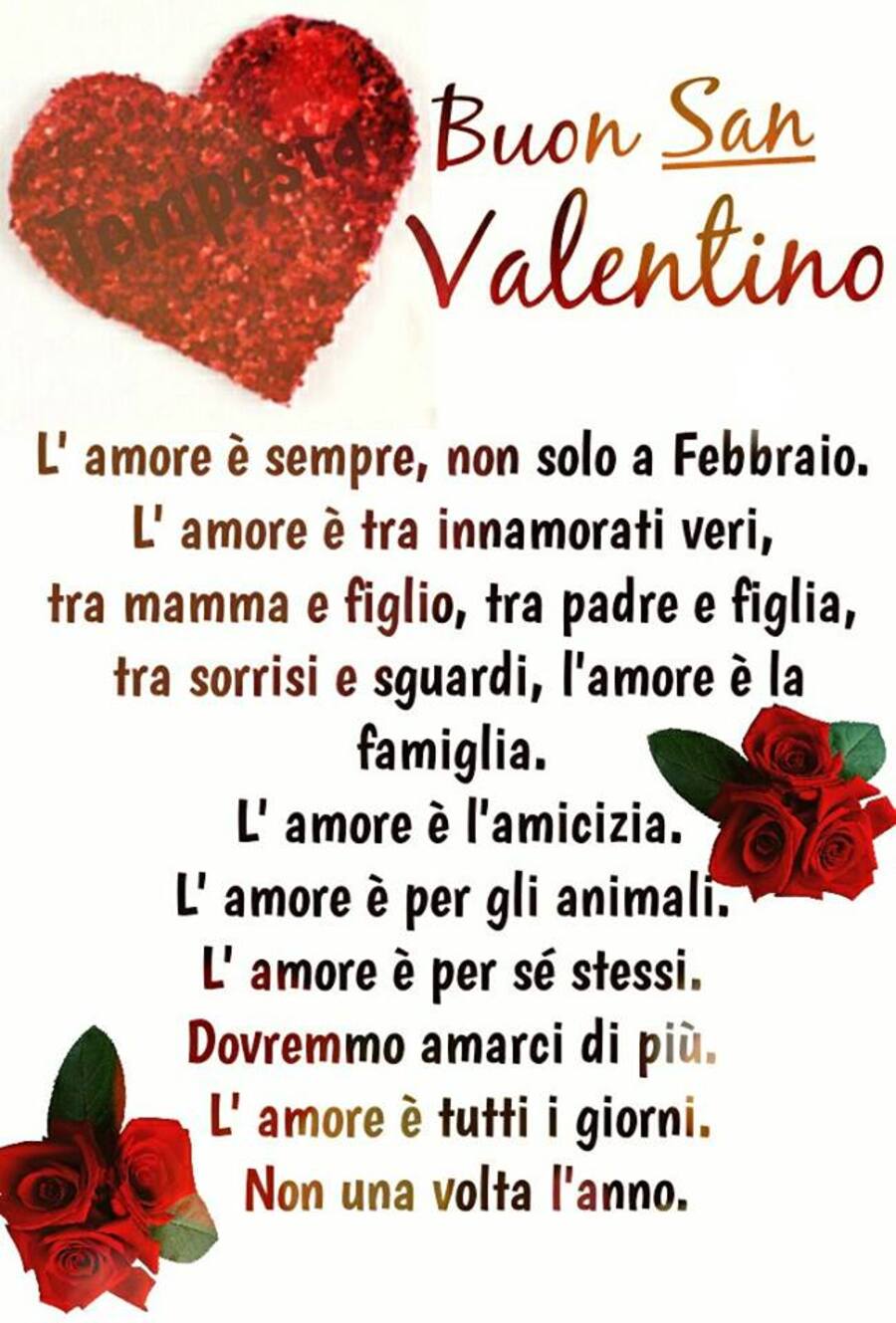 "L'Amore è sempre non solo a Febbraio... è tra innamorati vari, tra mamma e figlio, tra padre e figlia, tra sorrisi e sguardi... è la famiglia. L'Amore è l'amicizia....."