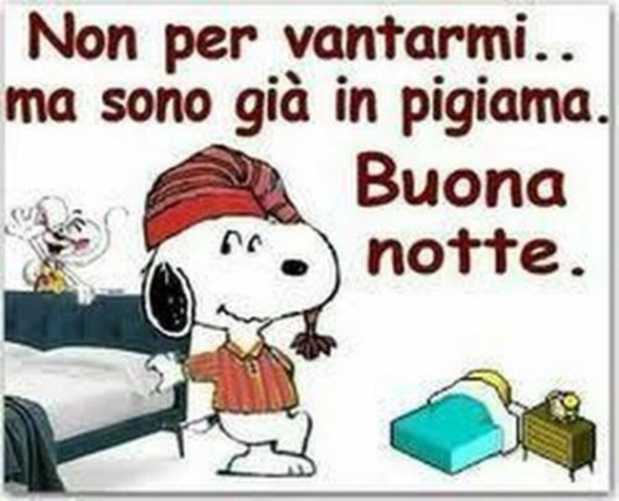 "Non per vantarmi ma sono già in pigiama. Buona notte." - Snoopy