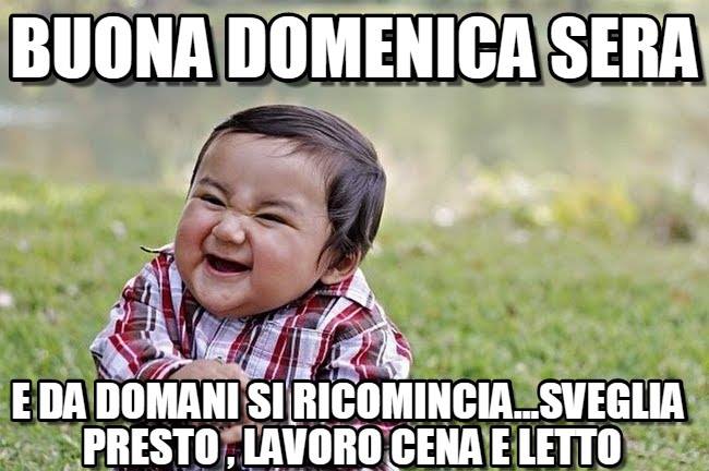 "Buona Domenica Sera e da domani si ricomincia... sveglia presto... lavoro, cena e letto" - immagini divertenti