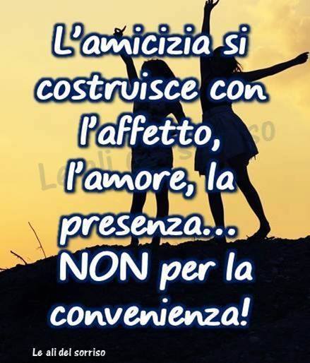 "L'amicizia si costruisce con l'affetto, l'amore, la presenza... NON per la convenienza!