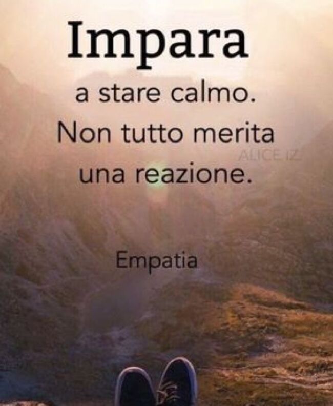 "Impara a stare calmo. Non tutto merita una reazione." - Empatia