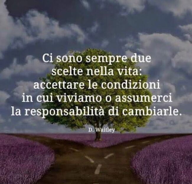 "Ci sono sempre due scelte nella vita: accettare le condizioni in cui viviamo o assumerci la responsabilità di cambiarle."