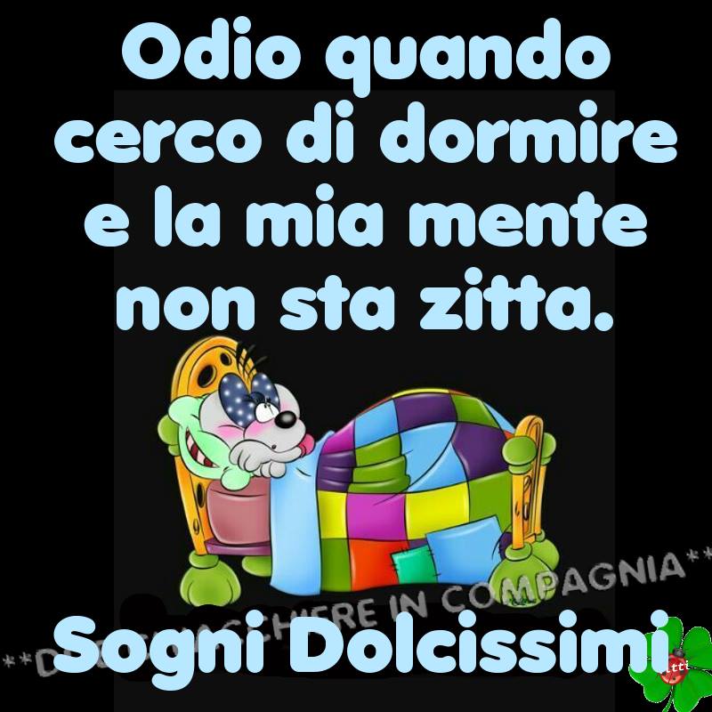 "Odio quando cerco di dormire e la mia mente non sta zitta. Sogni Dolcissimi !"