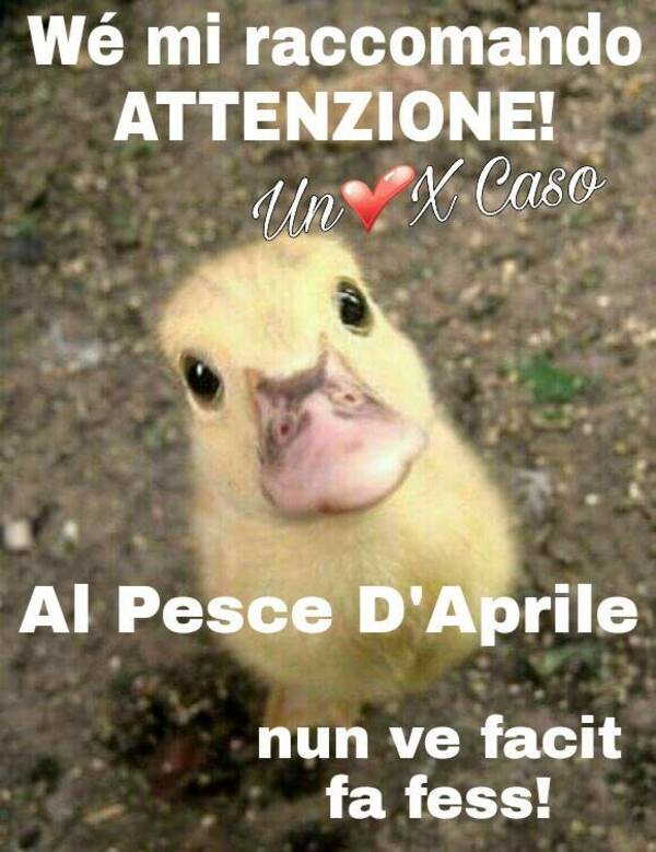 Wè mi raccomando attenzione al Pesce d'Aprile. Nun ve facit fa fess!"