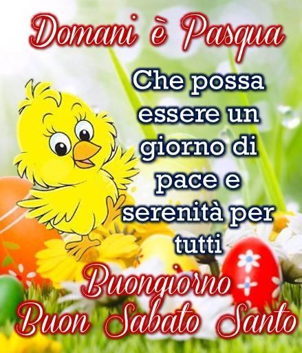 "Domani è Pasqua. Che possa essere un giorno di Pace e Serenità per tutti"