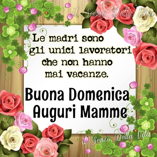 "Le madri sono gli unici lavoratori che non hanno mai vacanze. Buona Domenica Auguri Mamme"