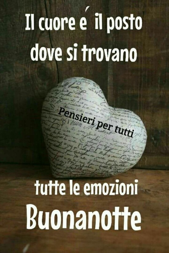 "Il Cuore è il posto dove si trovano tutte le emozioni. Sogni d'Oro e a Domani"