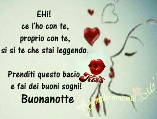 "EHI! Ce l'ho con te, proprio con te, si si te che stai leggendo. Prenditi questo bacio e fai dei buoni sogni! Buonanotte. Kiss"