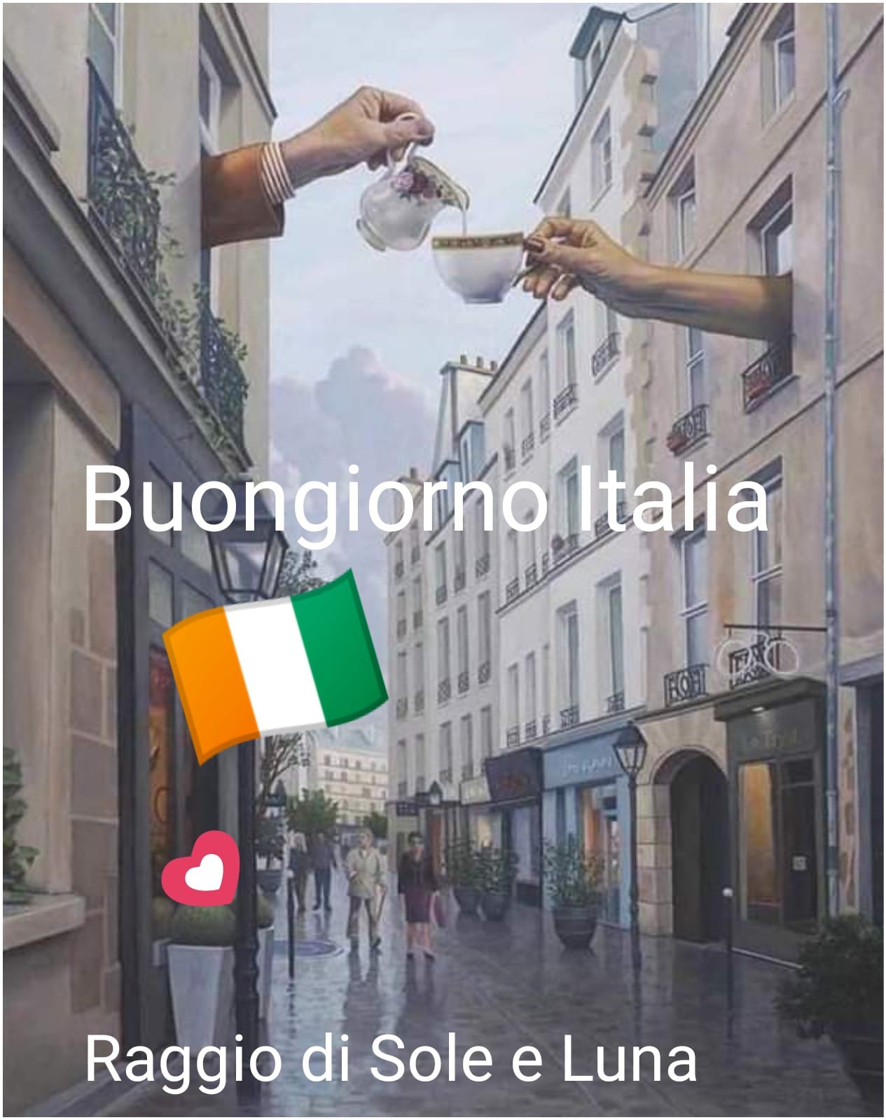 Buongiorno con la bandiera italiana