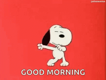Buongiorno in inglese - GIF Animate con Snoopy