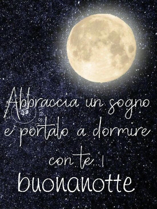 "Abbraccia un sogno e portalo a dormire con te...! Buonanotte"