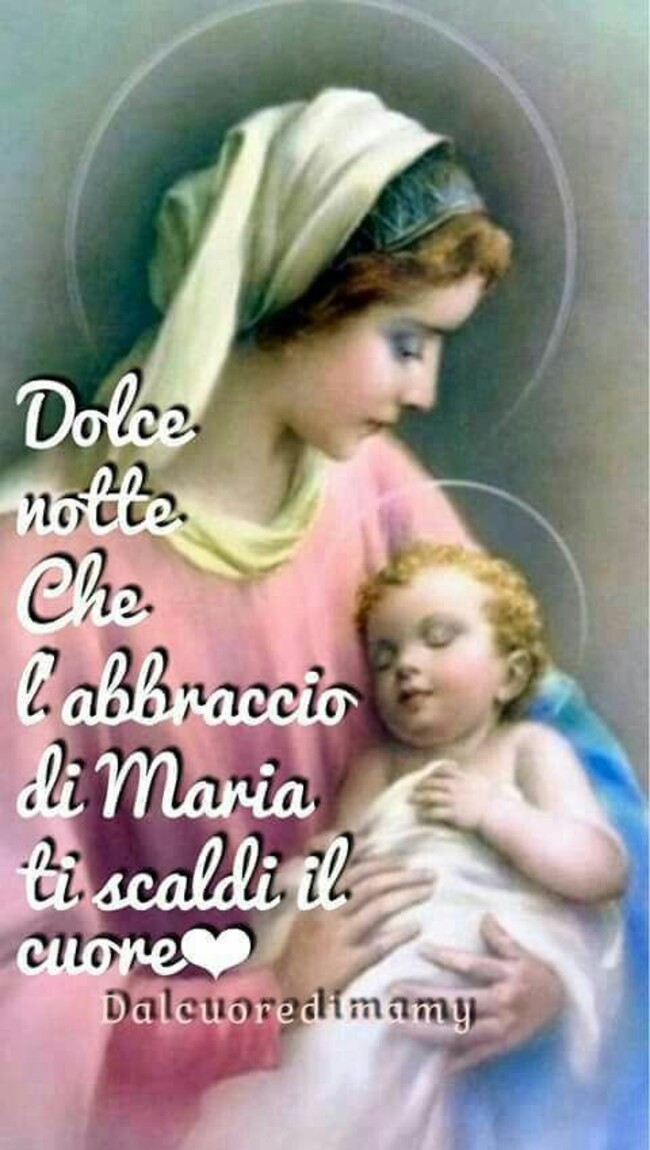 "Dolce Notte. Che l'Abbraccio di Maria ti scaldi il Cuore."