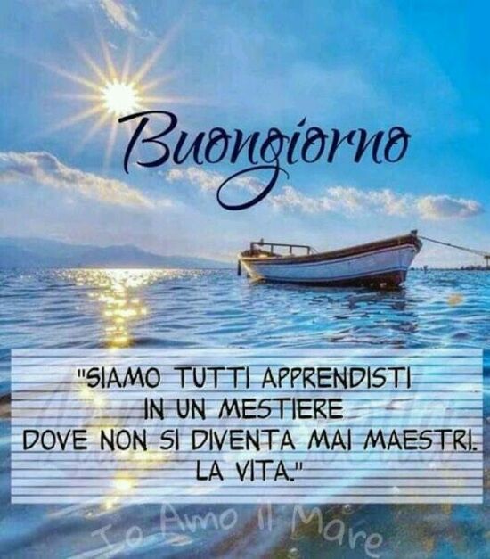 "Siamo tutti apprendisti, in un mestiere in cui non si diventa mai maestri.: la Vita. Buongiorno"