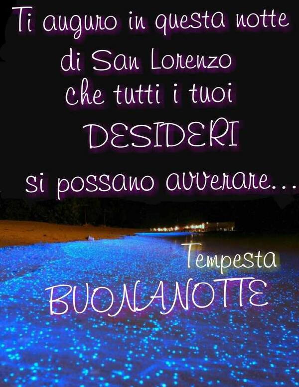 "Ti auguro in questa Notte di San Lorenzo che tutti i tuoi sogni possano realizzarsi... BUONANOTTE"