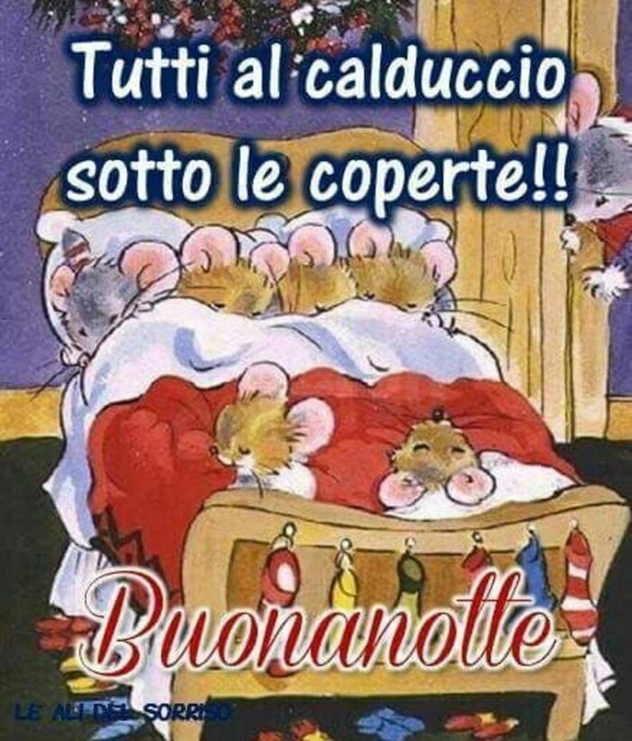 "Tutti al calduccio sotto le coperte! Buonanotte"