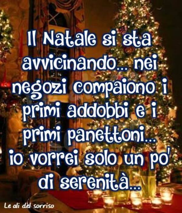 "Il Natale si sta avvicinando... nei negozi compaiono i primi addobbi e i primi panettoni... io vorrei solo un pò di serenità..." - Le Ali del Sorriso