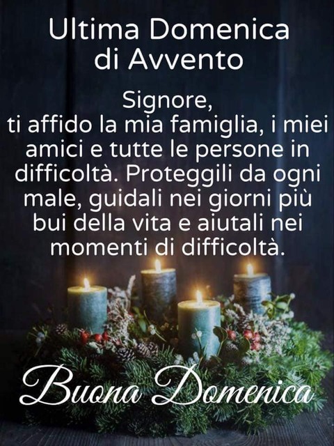 ".....Signore, ti affido la mia famiglia, i miei amici e tutte le persone in difficoltà. Proteggili da ogni male, guidali nei giorni più bui della vita e aiutali nei momenti di difficoltà."